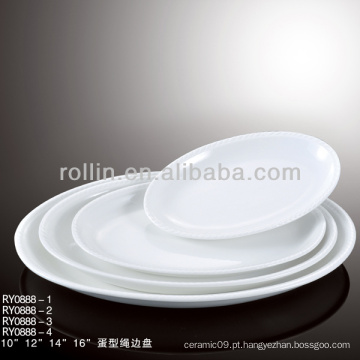 Prato oval rollin popular porcelana